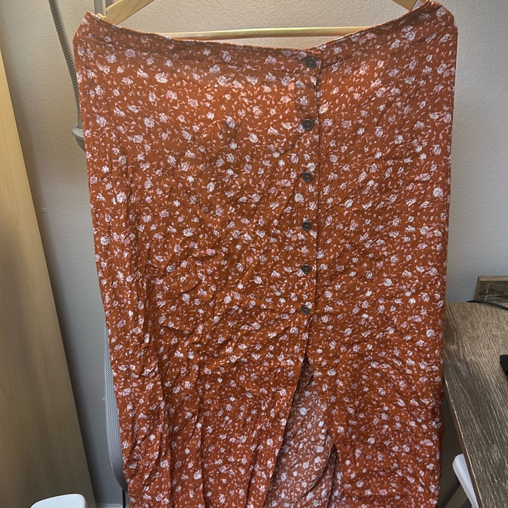 Orange Button-Front Printed Midi Skirt - Wild Fable from Target